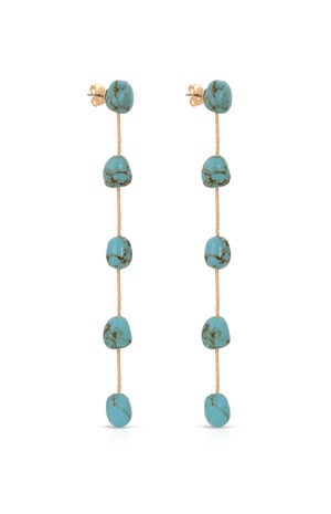 Dripping Turquoise 18k Gold Plated Earrings image number 3