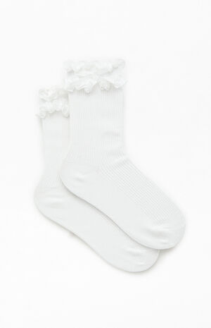 Ribbed Ruffle Bow Crew Socks image number 2