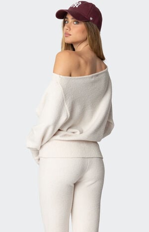 Plush Oversized Asymmetric Sweater image number 5