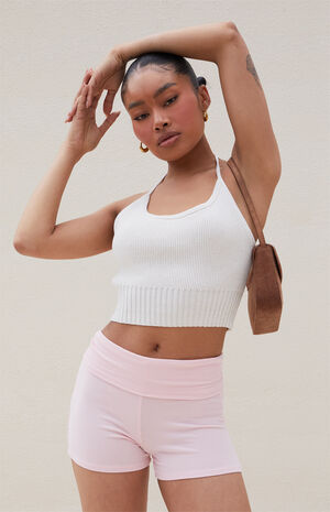 Fold-Over Knit Biker Shorts image number 2