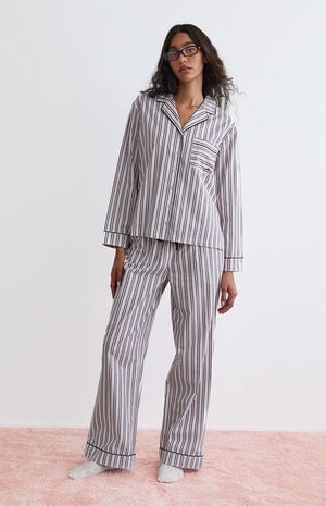 Striped Long Sleeve Pajama Shirt image number 5
