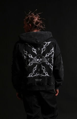 x Civil Active Iron Skull Full Zip Cropped Hoodie image number 1