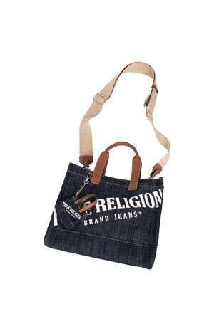Medium Logo Dark Denim Tote Bag image number 8