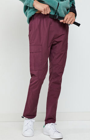 Pacsun Workwear Burgundy Nylon Slim Cargo Pants Pacsun