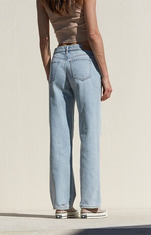 Light Indigo Ripped Low Rise Straight Leg Jeans image number 3
