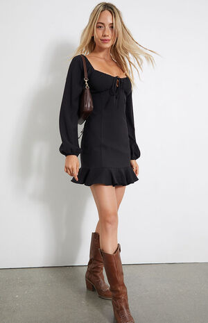 Long Sleeve Ruffle Hem Dress image number 2