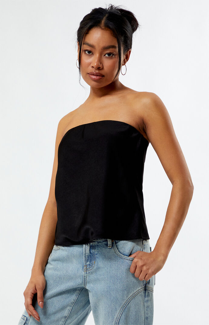 Black tank top with tie straps
