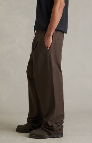 Brown Pleated Baggy Pants image number 4