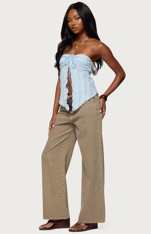 Textured Ruffle Split Front Top image number 4