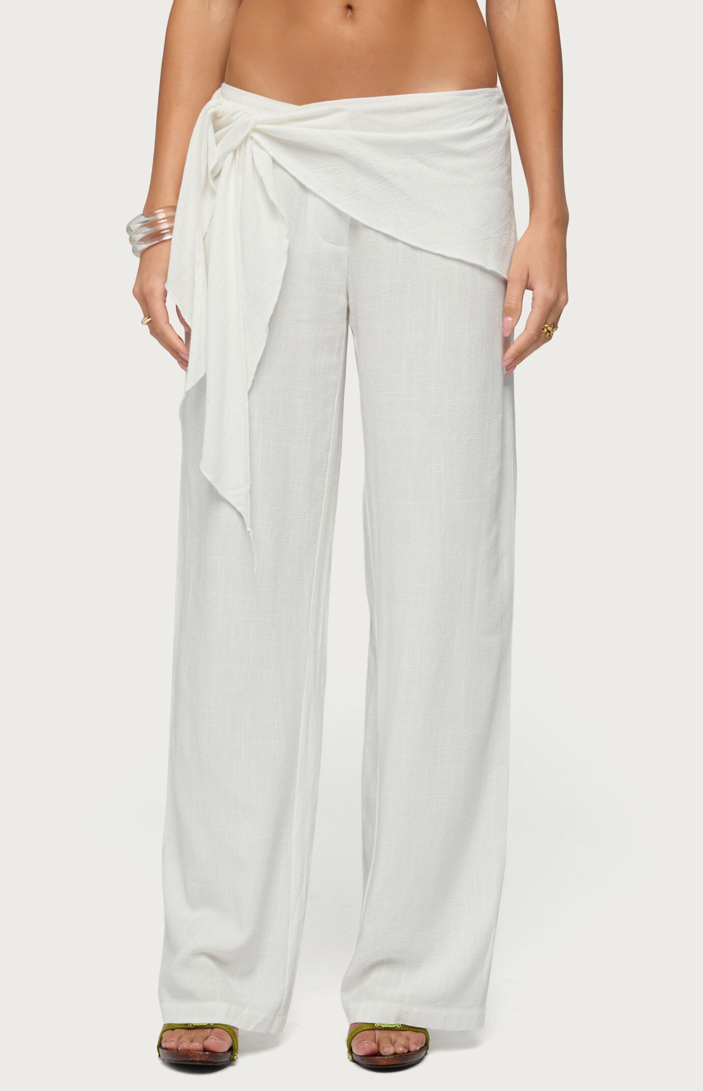 Edikted Suki Sarong Belt Linen Look Pants