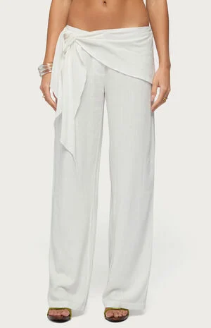 Suki Sarong Belt Linen Look Pants image number 1