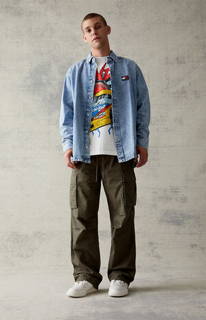 Ripstop Canvas Olive Baggy Cargo Pants image number 4