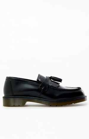 Black Adrian Polished Smooth Leather Tassel Loafers