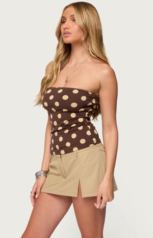 Polka Dot Built in Bra Tube Top image number 2