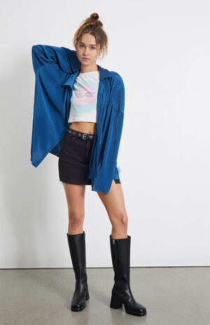 Pliss&eacute; Button Down Top image number 1