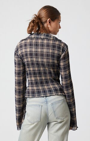 Sara Plaid Button Up Long Sleeve Top image number 5