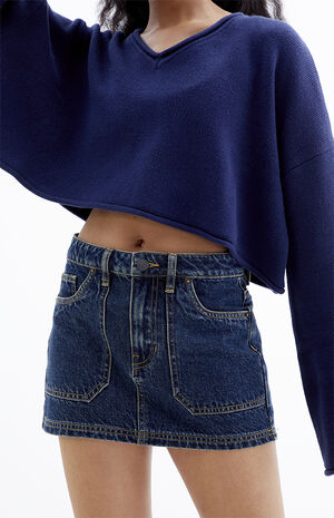 Dark Indigo Mid Rise Denim Mini Skirt image number 1