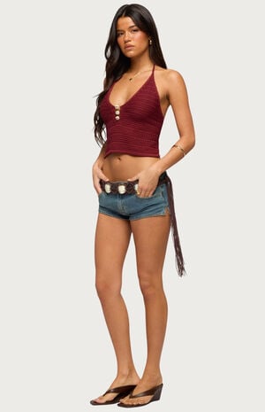 Backless Coastal Charm Crochet Top image number 4