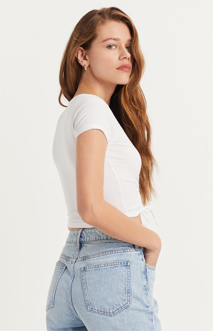 Cinched Side Short Sleeve Top