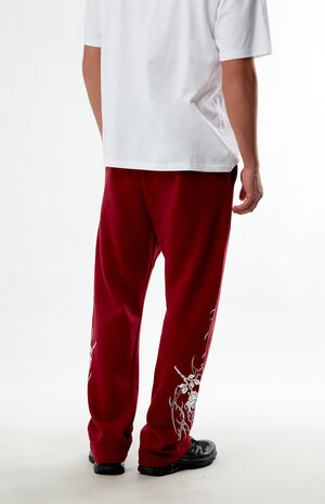 Burgundy Chaos In Thorns Straight Leg Sweatpants image number 3