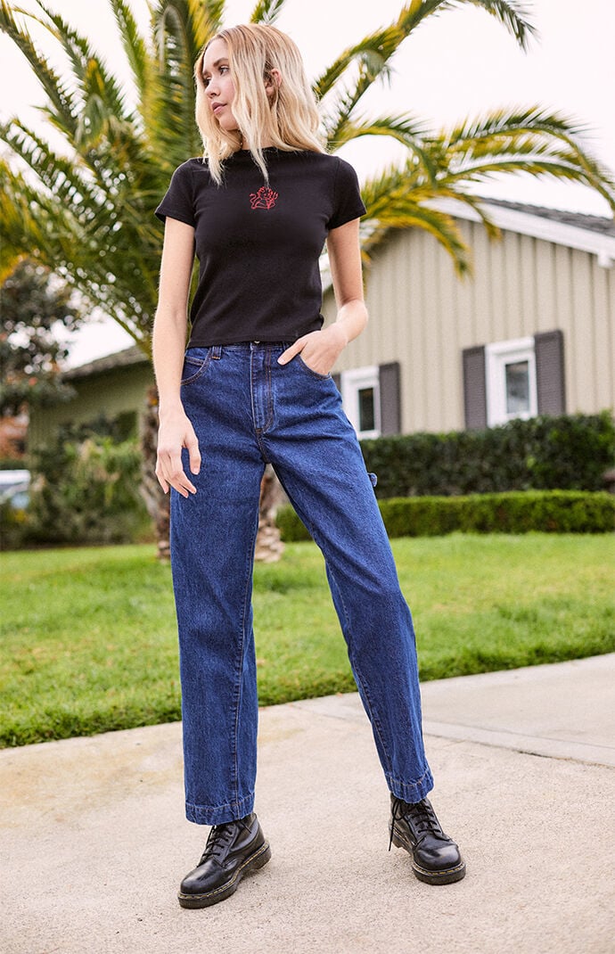 talia dark wash cargo jeans