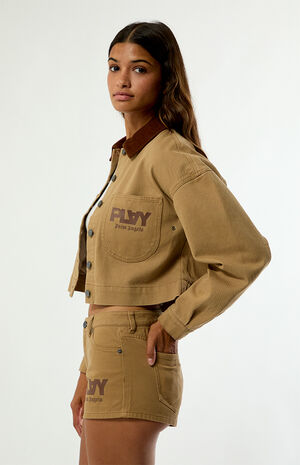Brown Low Rise Jean Shorts image number 3