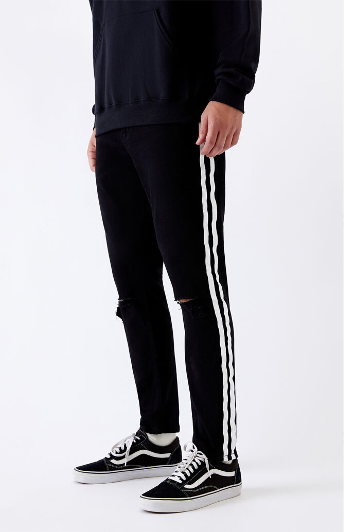 Pacsun stacked skinny side stripe zip black jeans hotsell