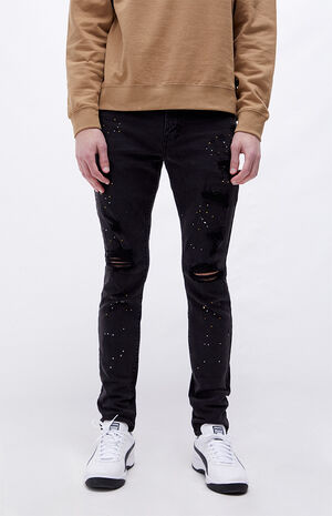 Black Jayson Stacked Ripped Skinny Jeans image number 1