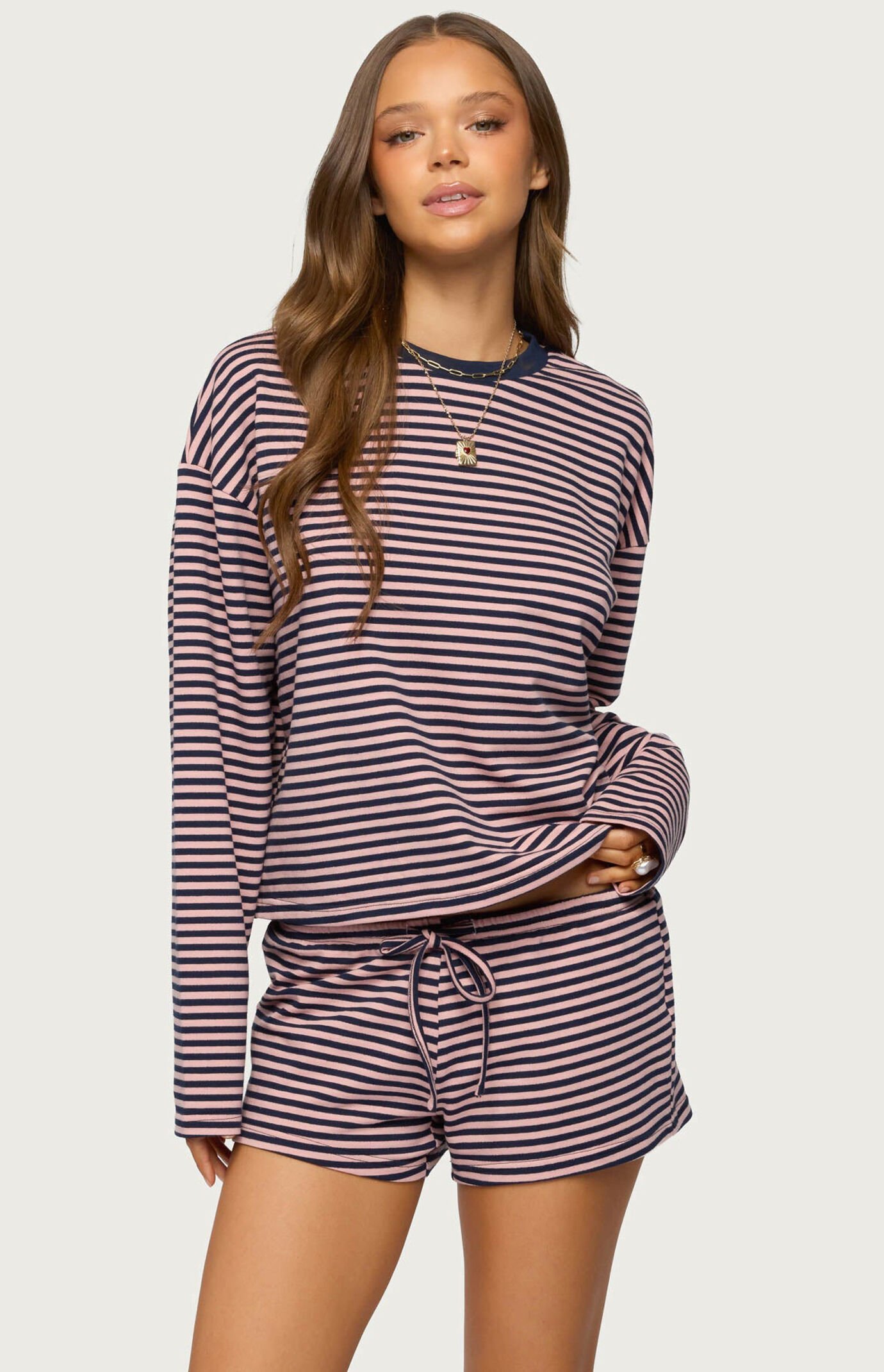 Edikted Jainee Striped Long Sleeve T-Shirt