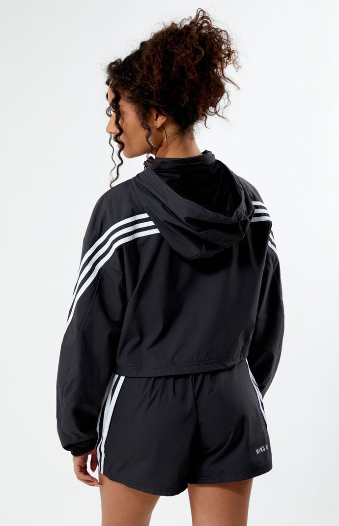 adidas Recycled Black Essentials 3 Stripes Woven Windbreaker