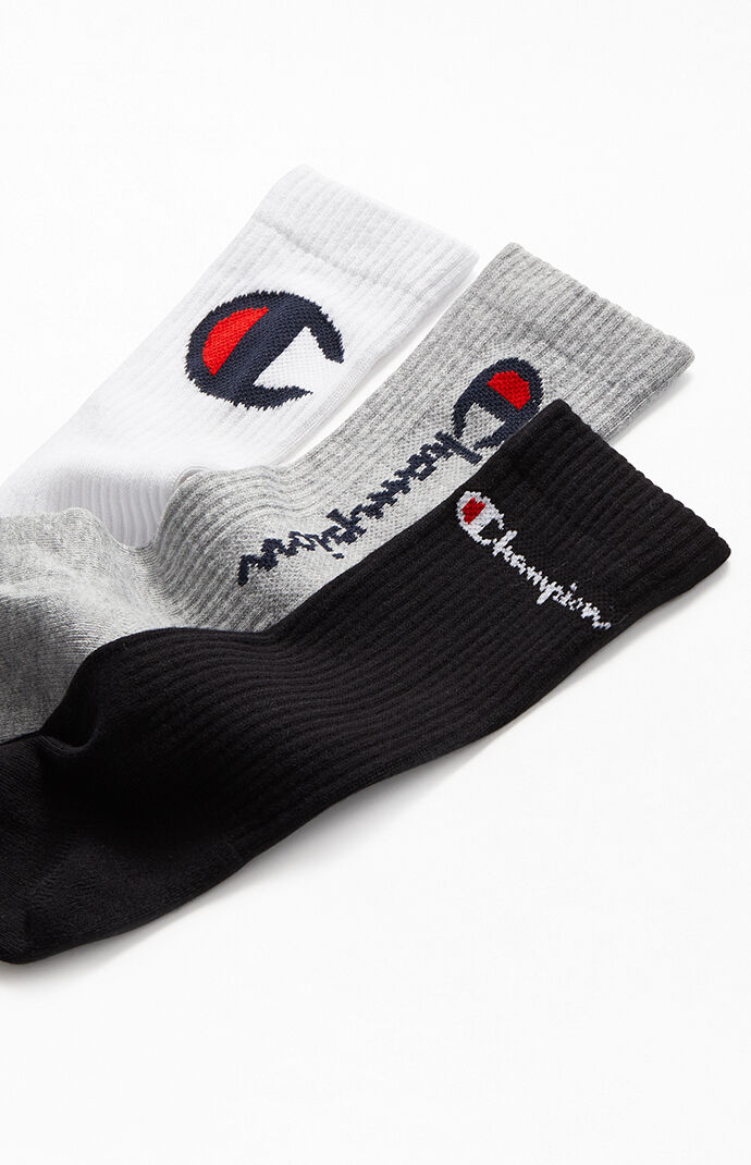 Three Pack Multi Logo Crew Socks