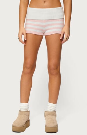 Saphi Striped Foldover Knit Shorts image number 1