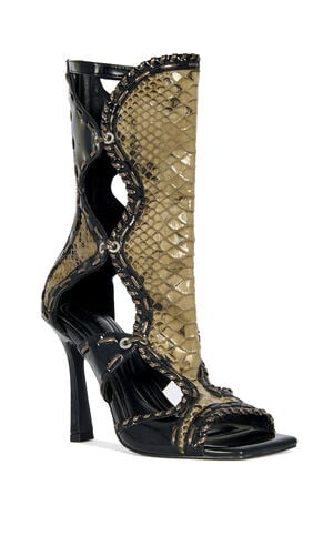 Women's Indrani Black Gladiator Stiletto Sandal Booties image number 2