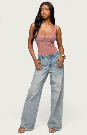 Angelita Rhinestone Sheer Mesh Bodysuit image number 4