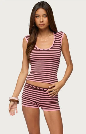 Shelba Button Striped Knit Top image number 1