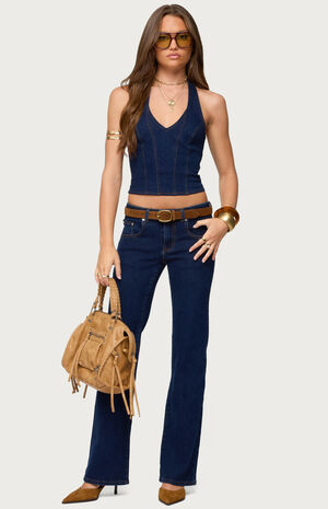 Jemima Contrast Stitch Low Rise Jeans image number 5