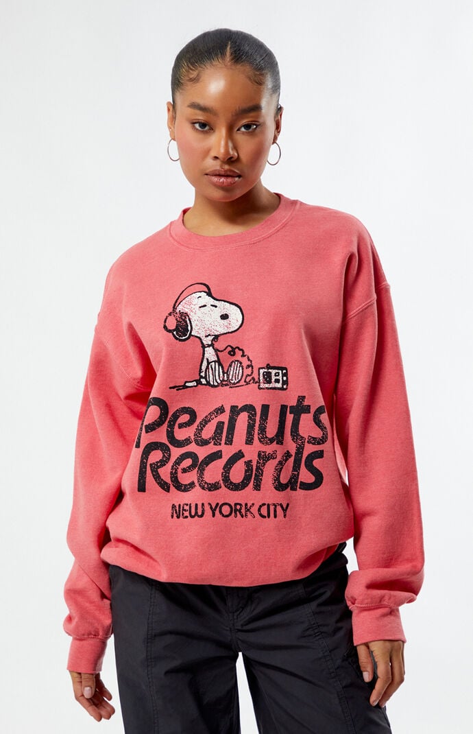 Peanuts Records NYC Headphones Crew Neck Sweatshirt | Pacsun