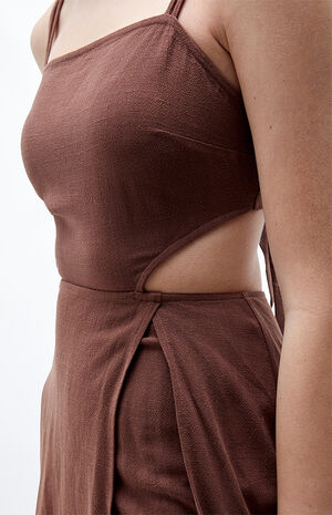 Tie Back Linen Mini Skort Dress image number 2