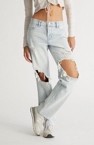 Light Blue Ripped Boyfriend Jeans image number 1