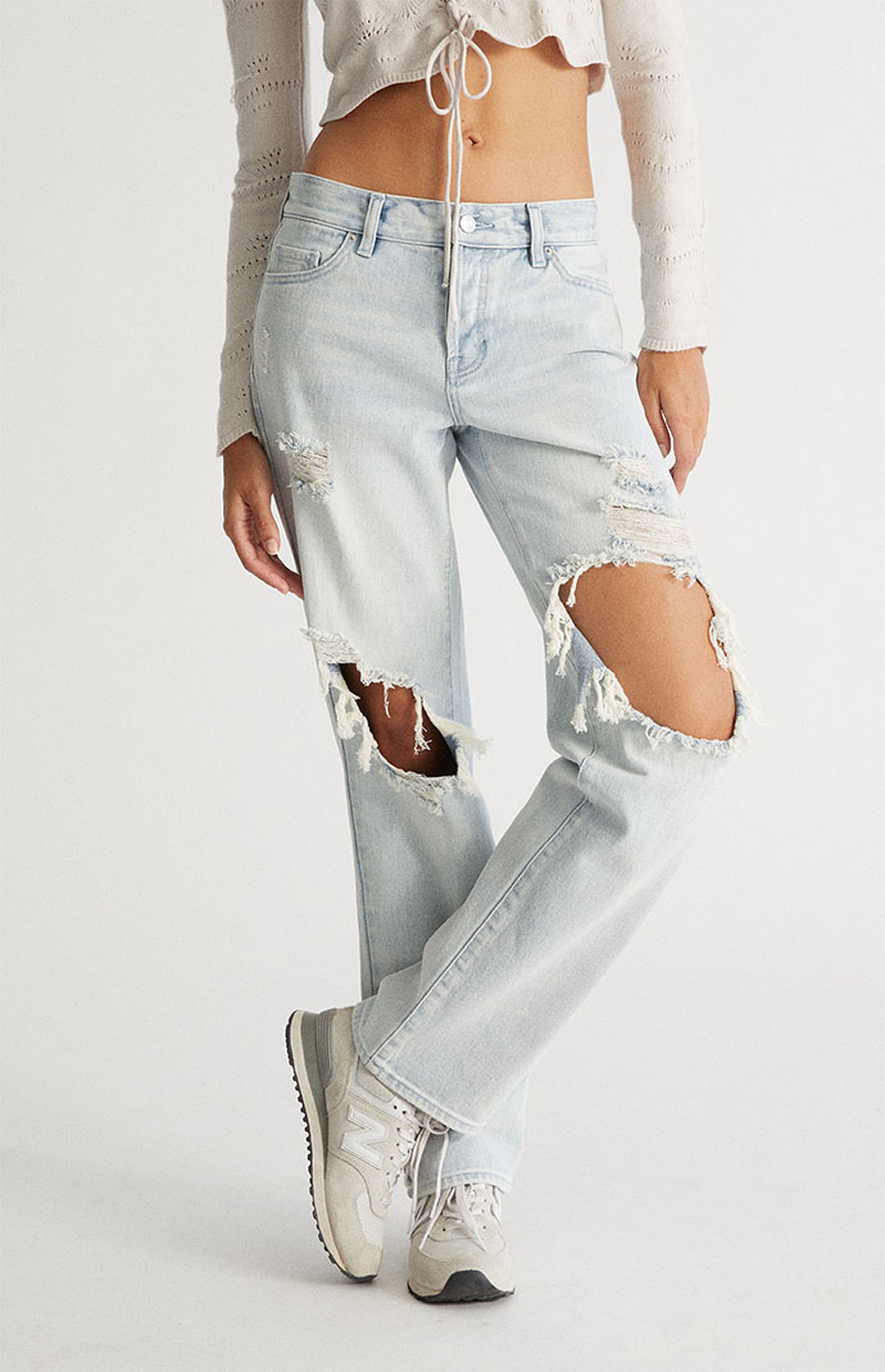 PacSun Light Blue Ripped Boyfriend Jeans PacSun