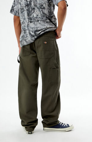 Green Relaxed Fit Duck Carpenter Pants image number 3