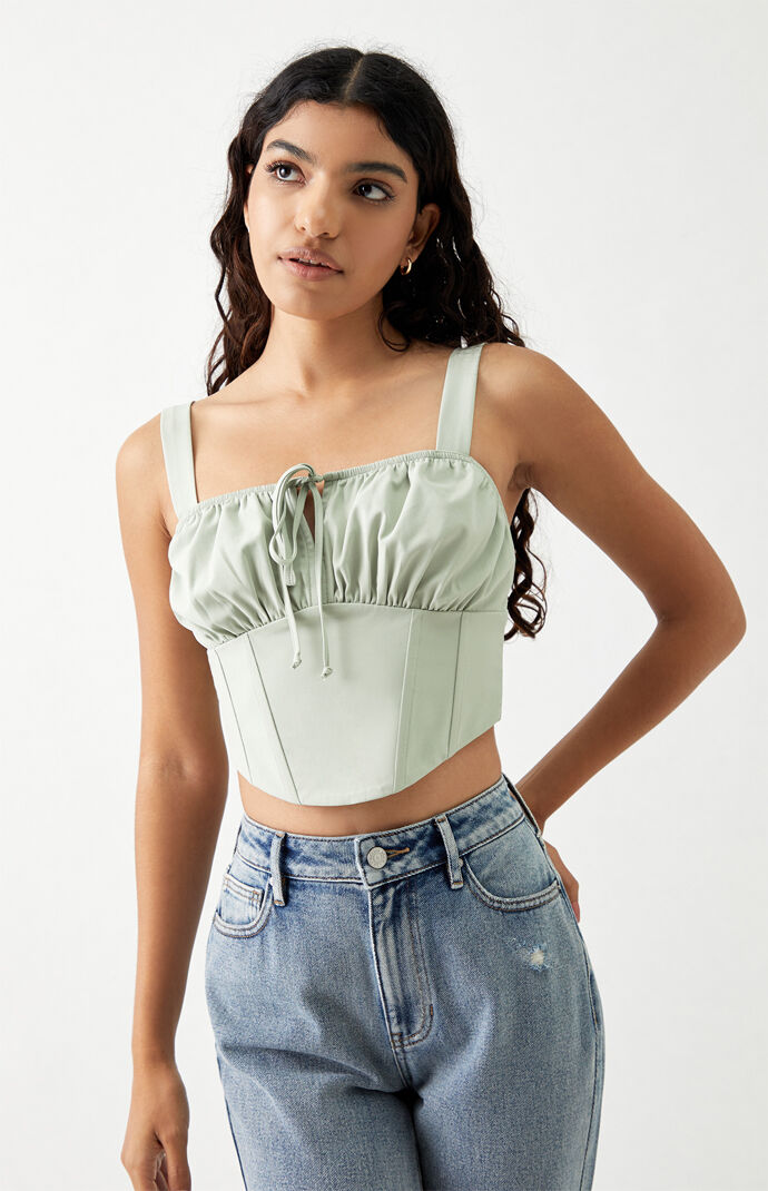 Tie Front Bustier Tank Top
