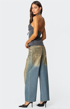 Split Front Pinstripe Halter Top image number 2