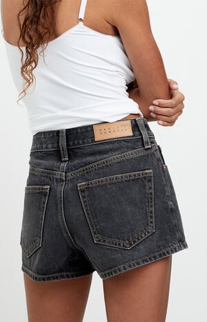 Ivy High Waisted Festival Jean Shorts Contrast Stitch Black image number 2