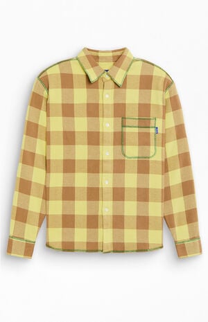 Plaid Contrast Stitch Long Sleeve Flannel Shirt image number 1