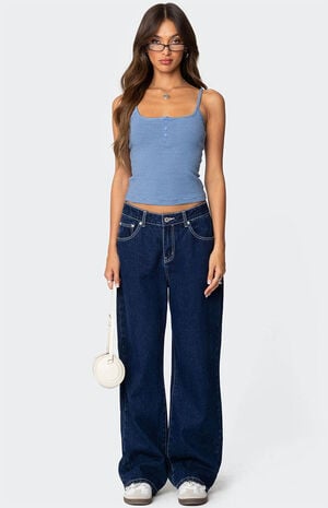 Striped Henley Tank Top image number 2