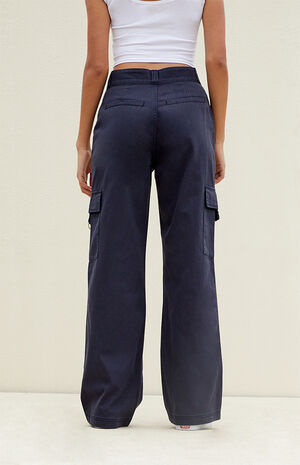 Navy Fold-Over Waist Utility Cargo Pants image number 4