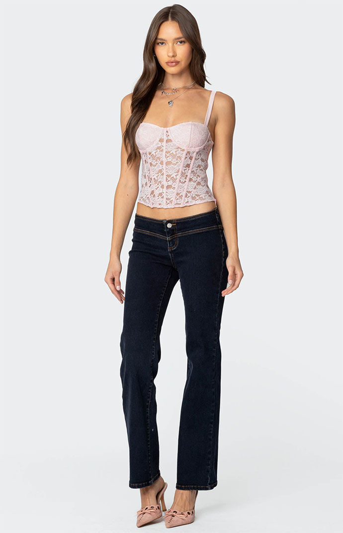 Edikted Drew Sheer Lace Cupped Corset | Pacsun