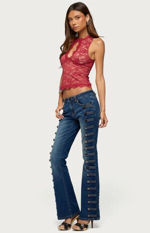 Frieda Keyhole Cutout Lace Top image number 4