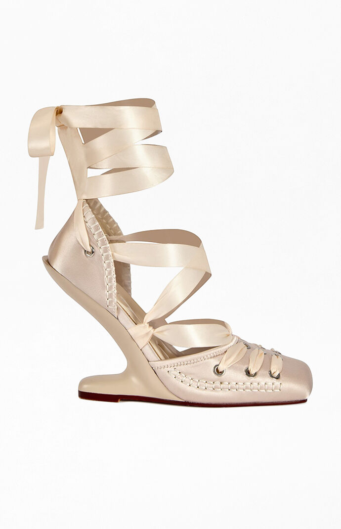 AZALEA WANG Women's Pirouette Ivory Wedge Pumps